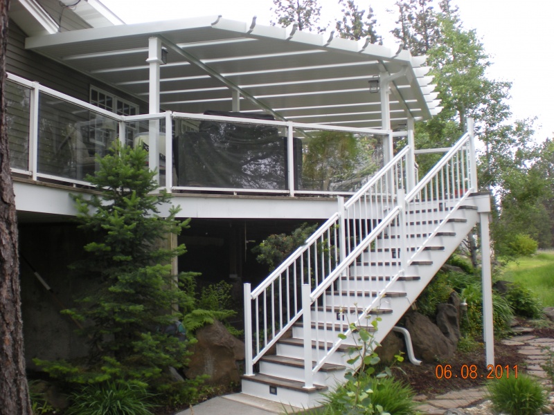 Aluminum Patio covers with skylights deck and stairs